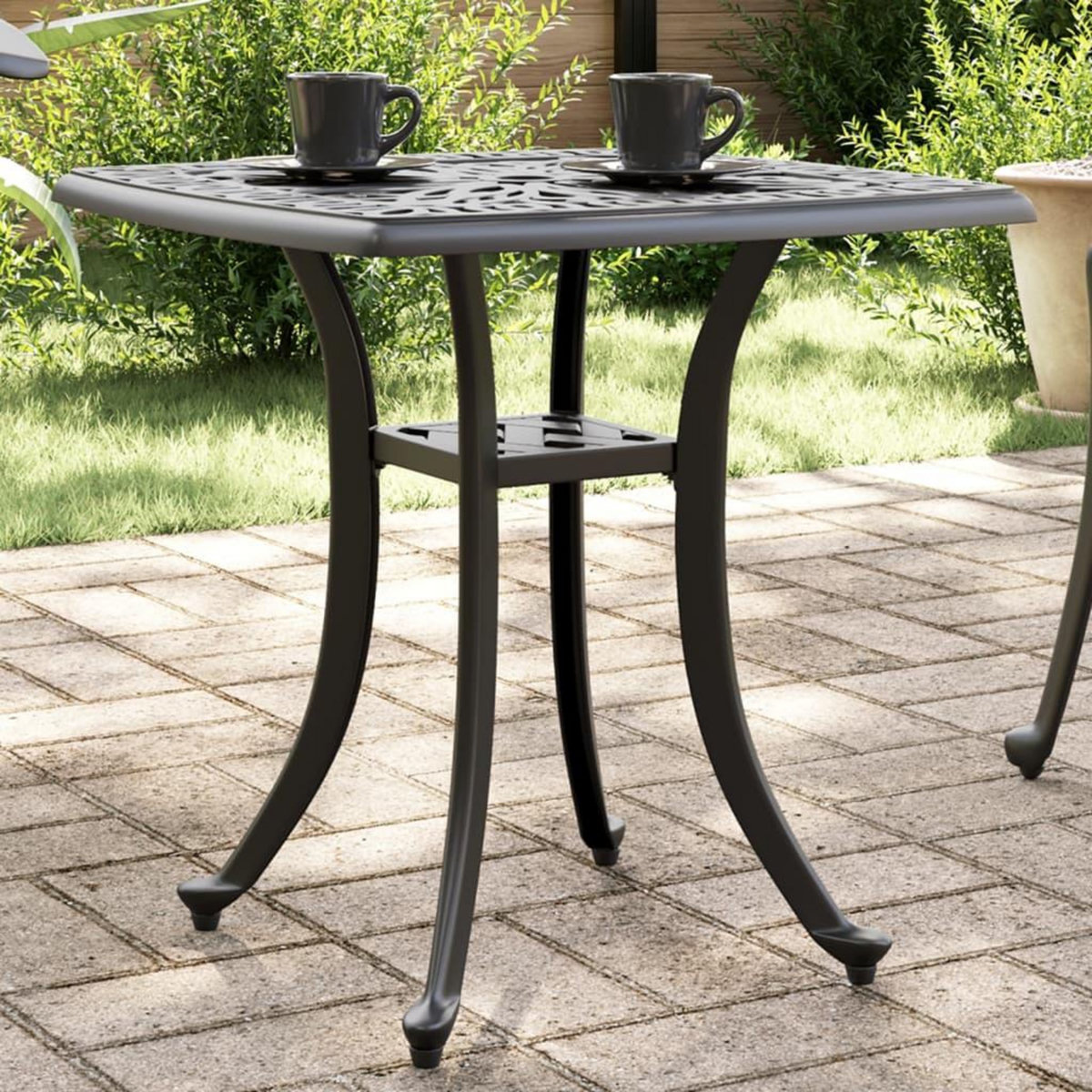 VIDAXL Table de jardin noir 53x53x53 cm aluminium coule