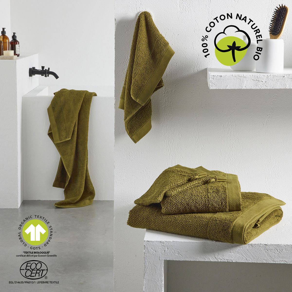 TODAY Maxi drap de bain uni en Coton bio 450 G/M²
