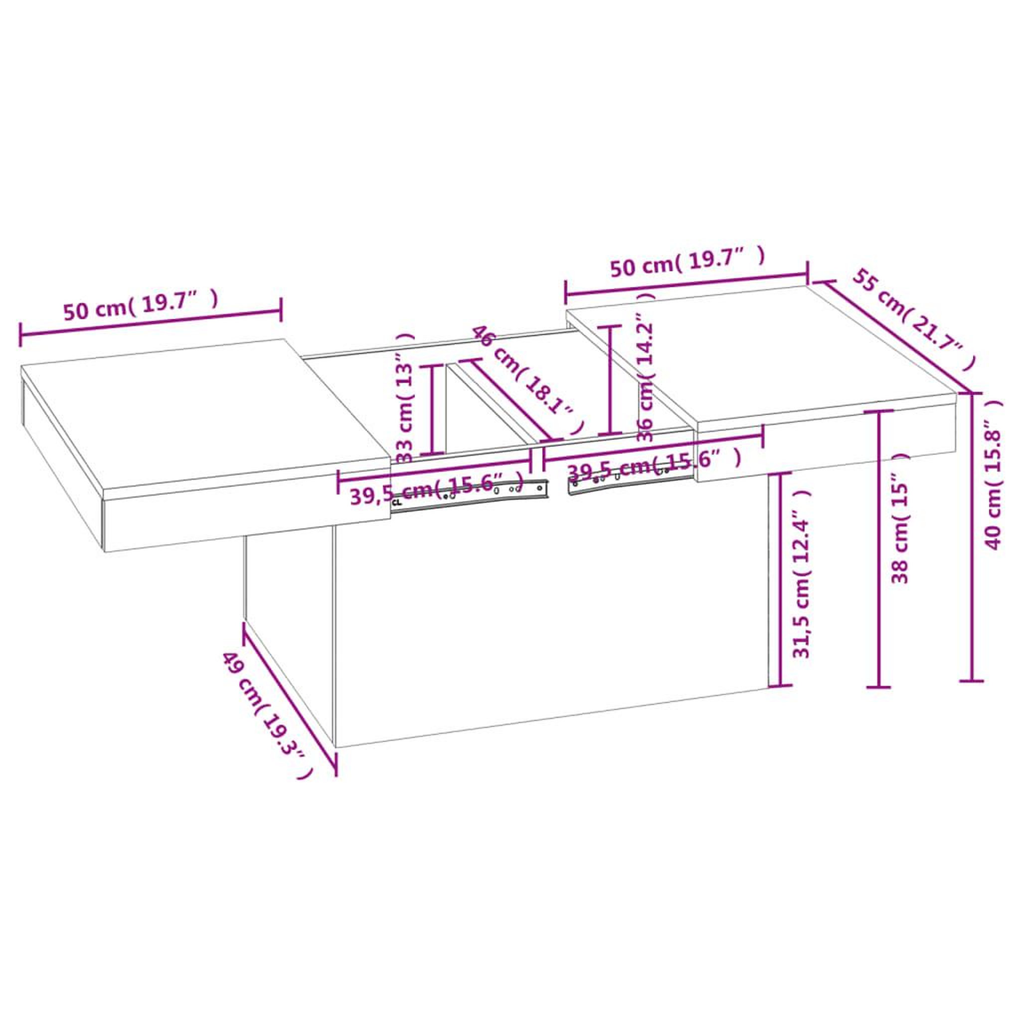 Voir la diapositive 6 : VIDAXL Table basse gris beton 100x55x40 cm bois d'ingenierie