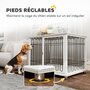 Voir la diapositive 6 : PAWHUT Cage chien avec coussin 90 x 58 x 62 cm - porte verrouillable - effet bois gris clair acier blanc noir