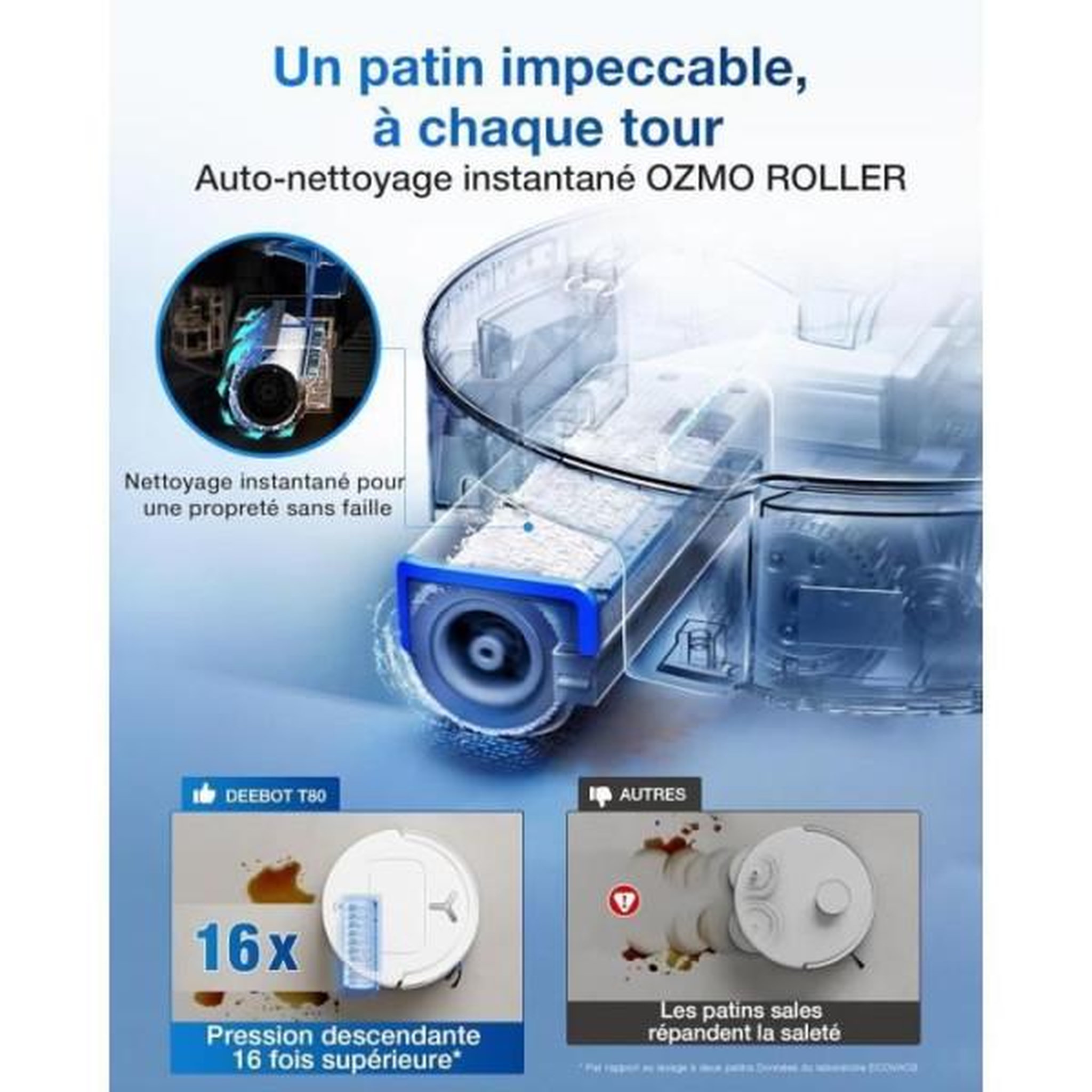 Voir la diapositive 6 : ECOVACS Robot Aspirateur Laveur Deebot T80 Omni Black