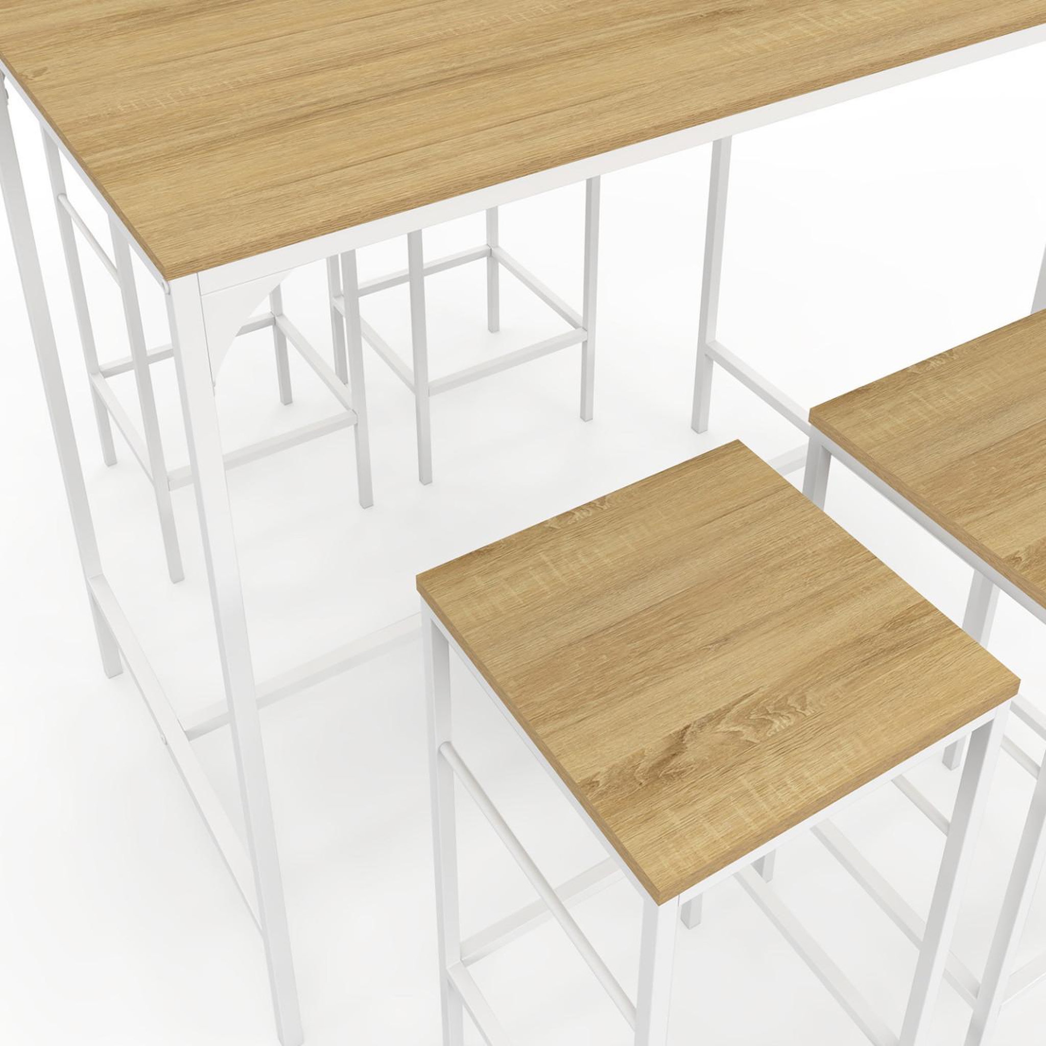 Voir la diapositive 6 : ID MARKET Ensemble table haute de bar detroit 100 cm et 4 tabourets de bar bois et métal blanc design industriel