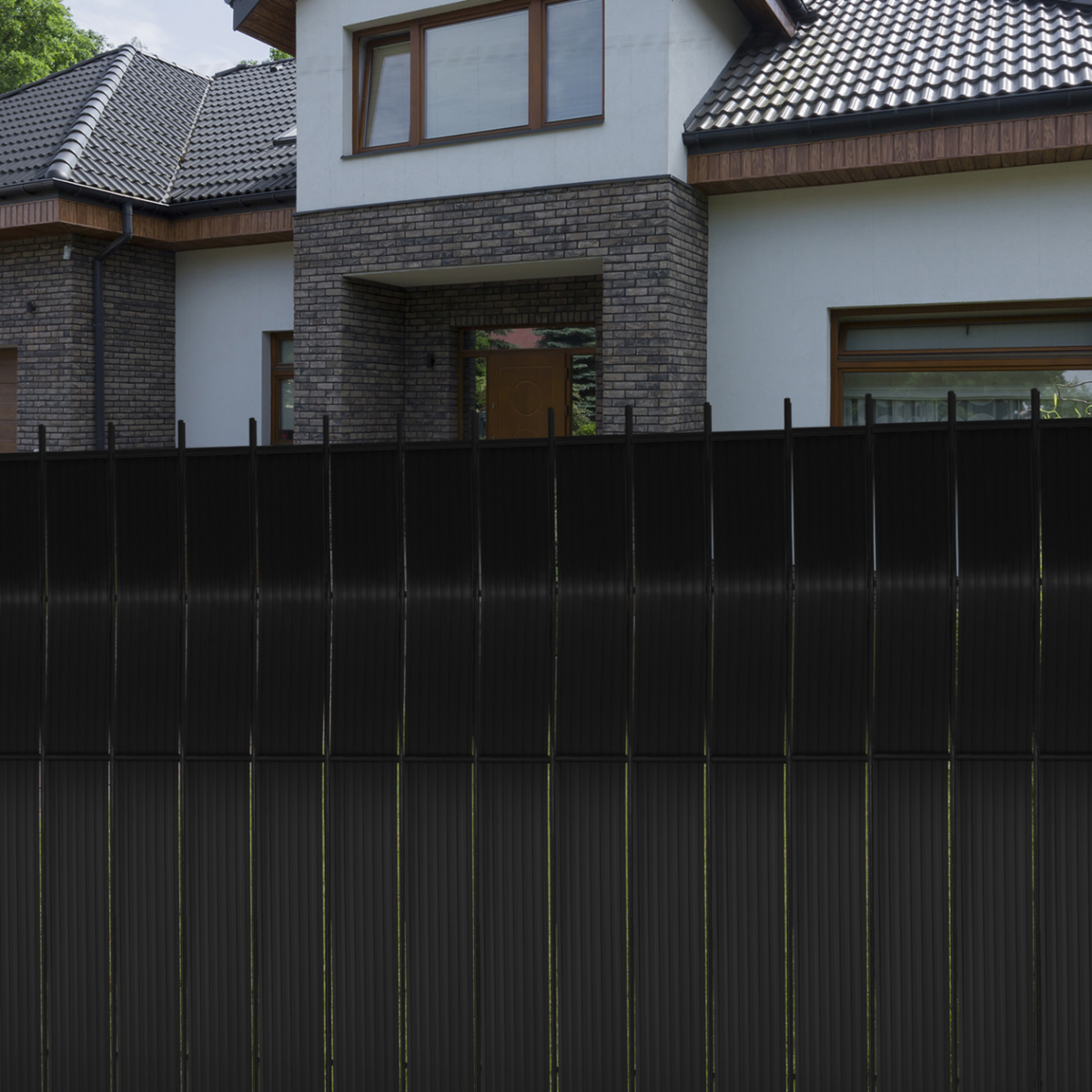 ID MARKET Kit de lamelles occultantes PVC noires L.60 M pour panneau grillagé