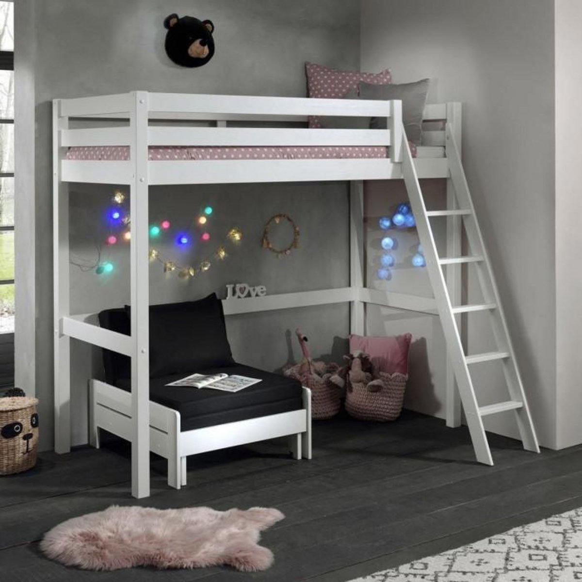 Paris Prix Pack - Lit Mezzanine & Fauteuil-Lit  Pino  Blanc