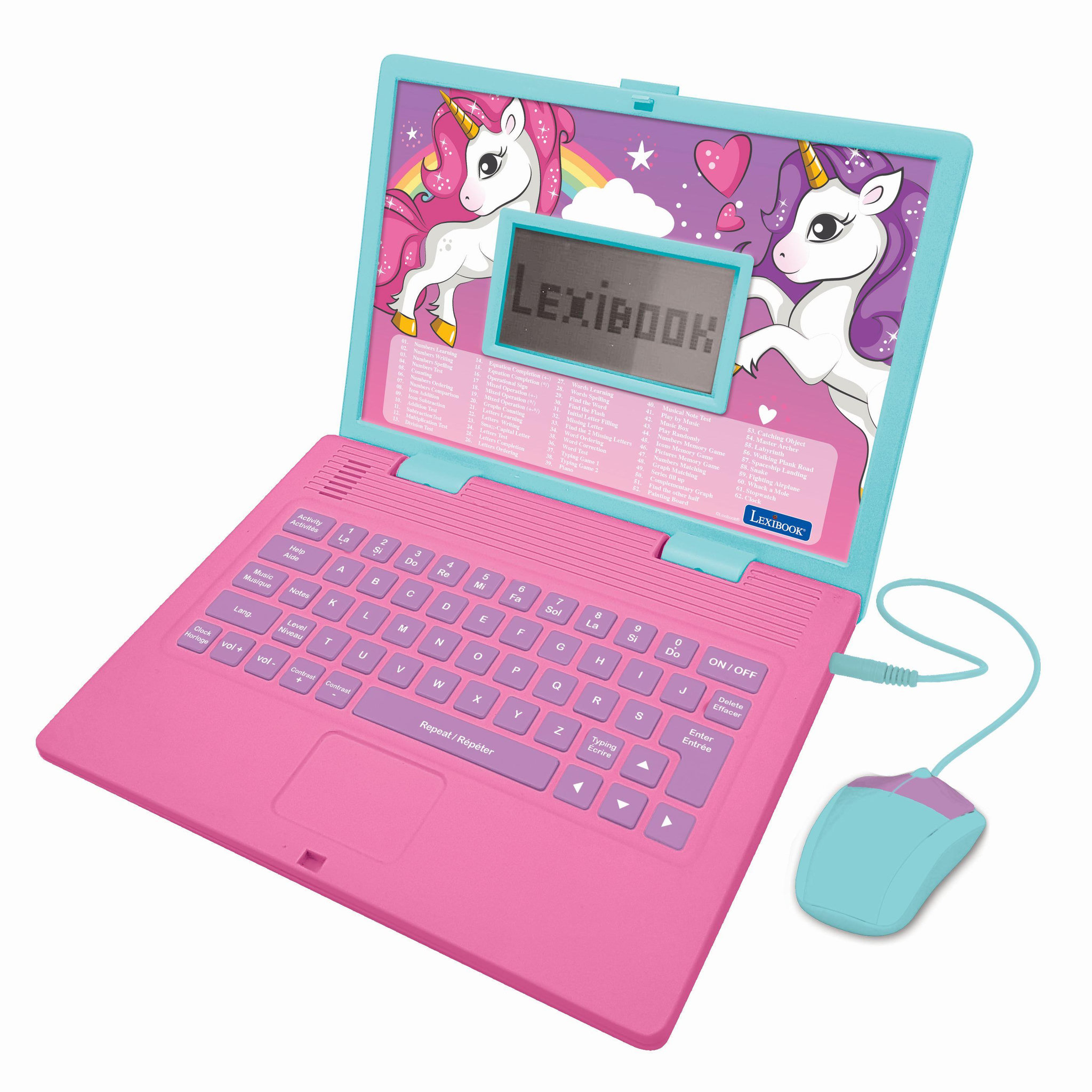 Voir la diapositive 1 : Lexibook Ordinateur portable éducatif bilingue Licorne (FR/EN)