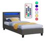 Voir la diapositive 3 : IDIMEX Lit LED simple LUCENO 90x190 cm, avec sommier, revêtement synthétique