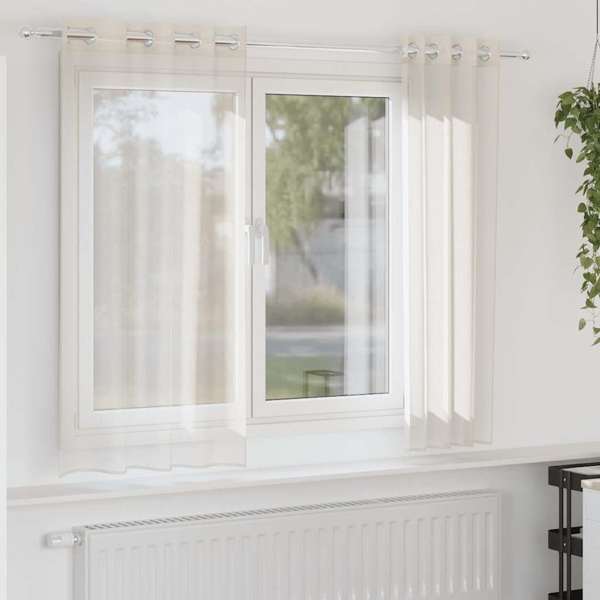 VIDAXL Rideaux en voile avec œillets 2 pcs creme 140x175 cm