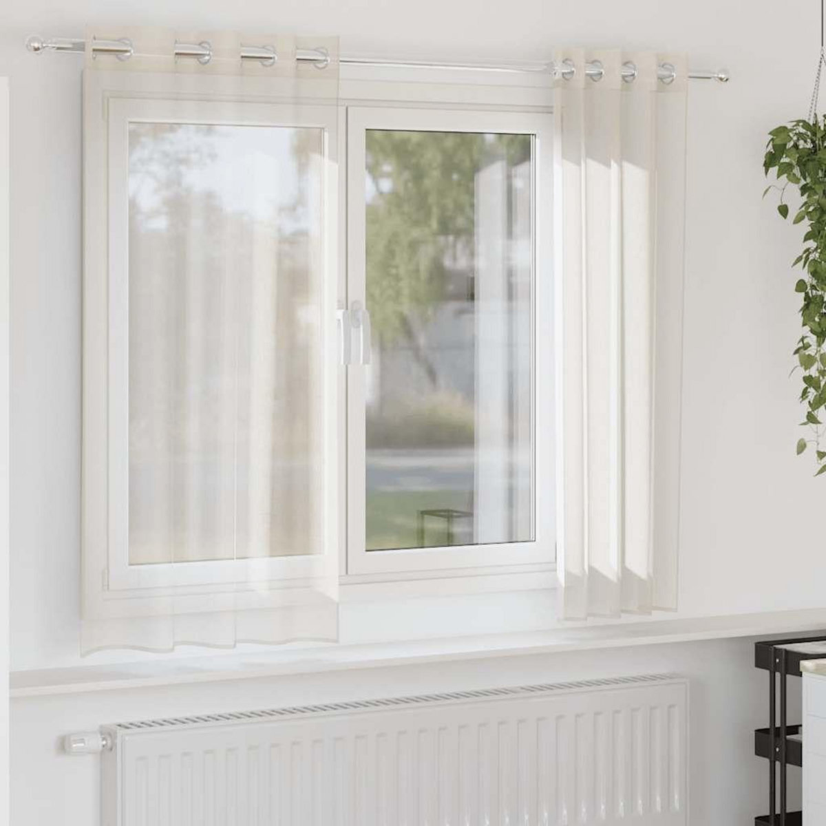 VIDAXL Rideaux en voile avec œillets 2 pcs creme 140x175 cm