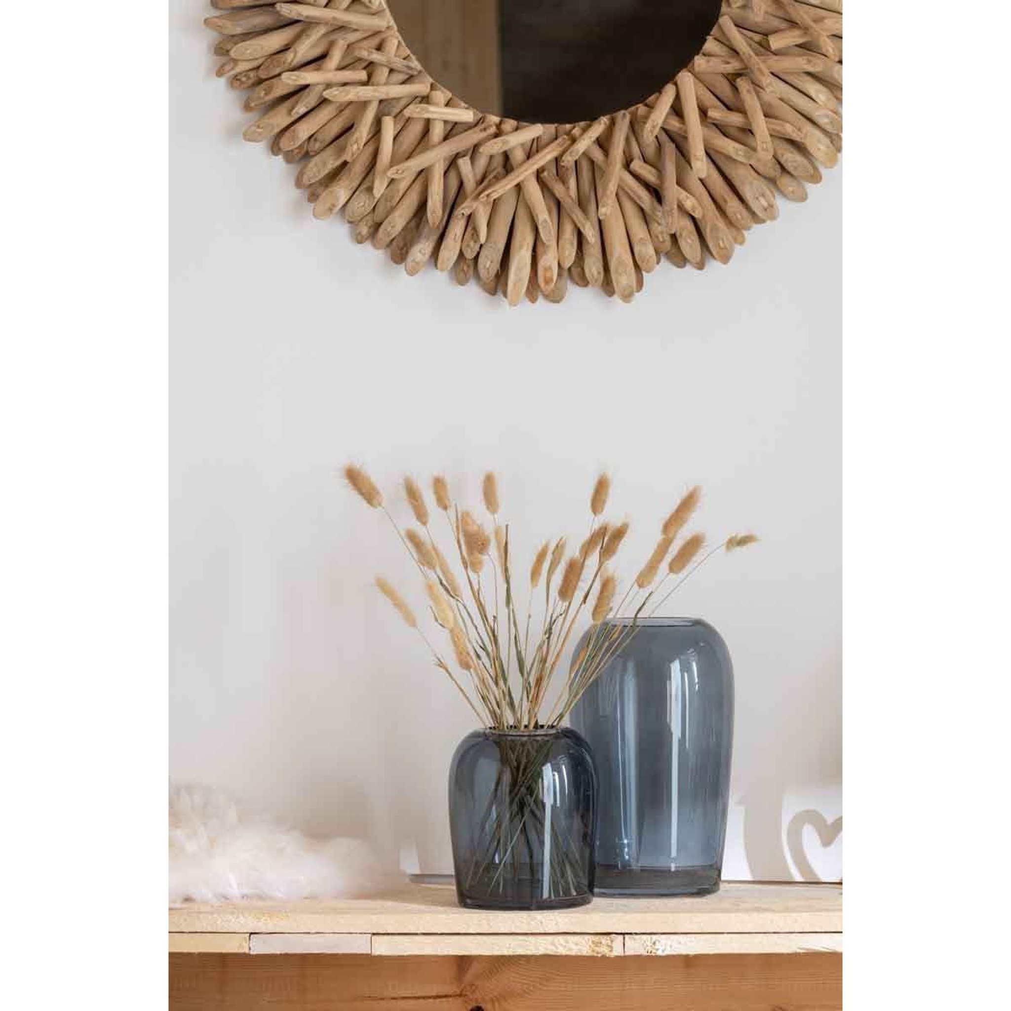 Voir la diapositive 2 : J-LINE Vase design en verre  œuf  19cm gris
