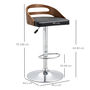 Voir la diapositive 3 : HOMCOM Lot de 2 tabourets de bar design contemporain hauteur d'assise réglable pivotant 360° revêtement synthétique noir dossier ajouré aspect bois