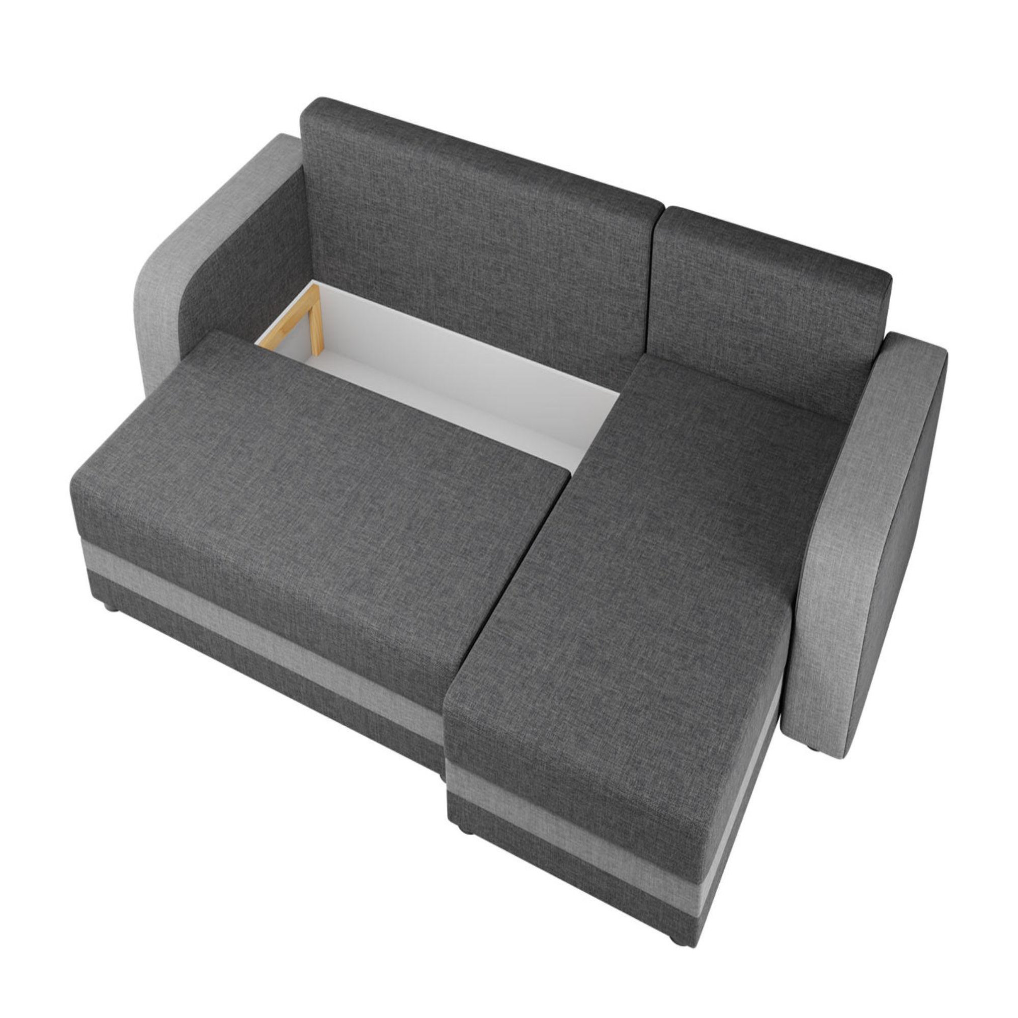Voir la diapositive 4 : BEST MOBILIER Harvey - canapé d'angle réversible 4 places convertible avec coffre en tissu bicolore
