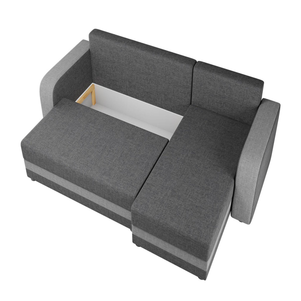 BEST MOBILIER Harvey - canapé d'angle réversible 4 places convertible avec coffre en tissu bicolore