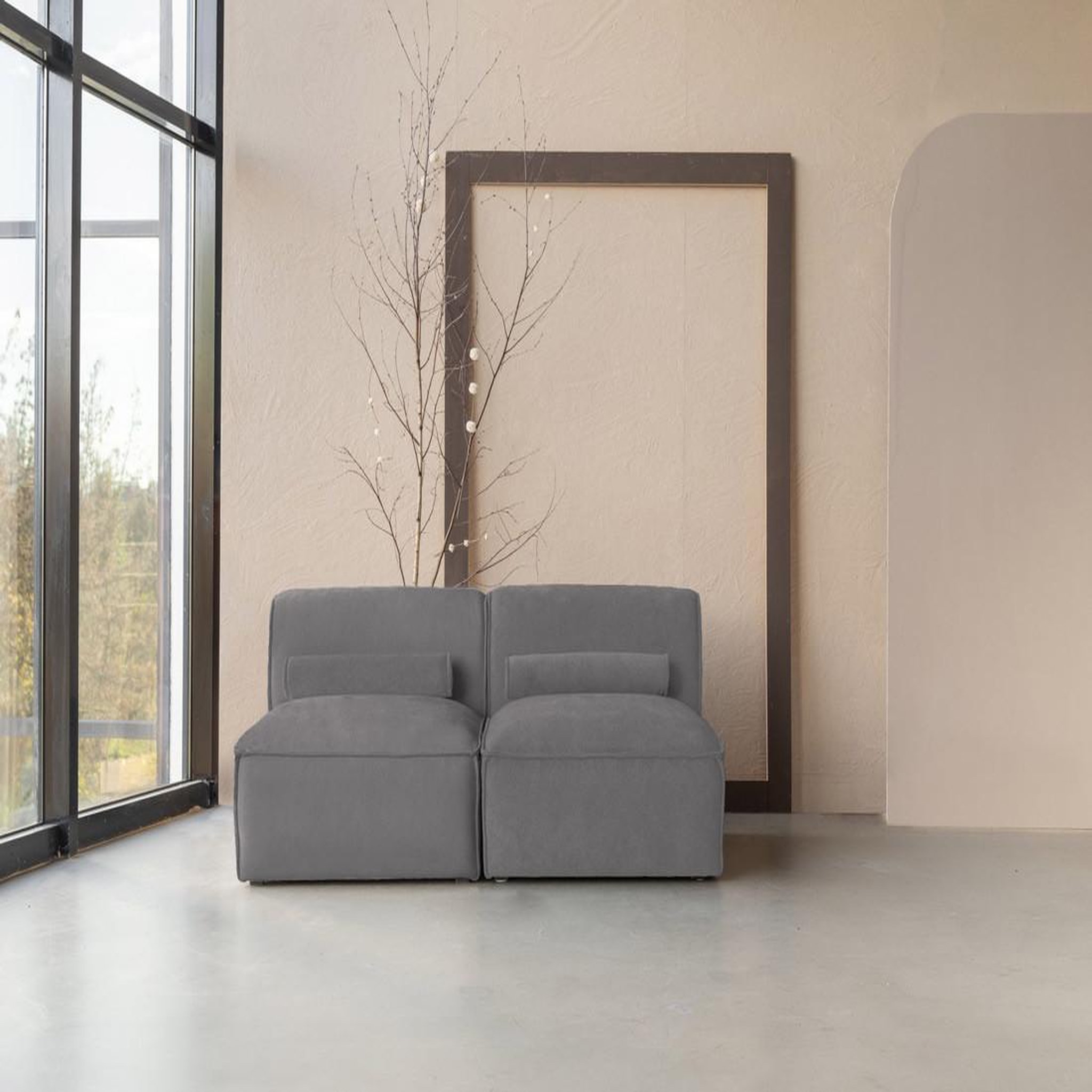 Voir la diapositive 3 : BEST MOBILIER Felix - canapé modulable 2 places en tissu texturé