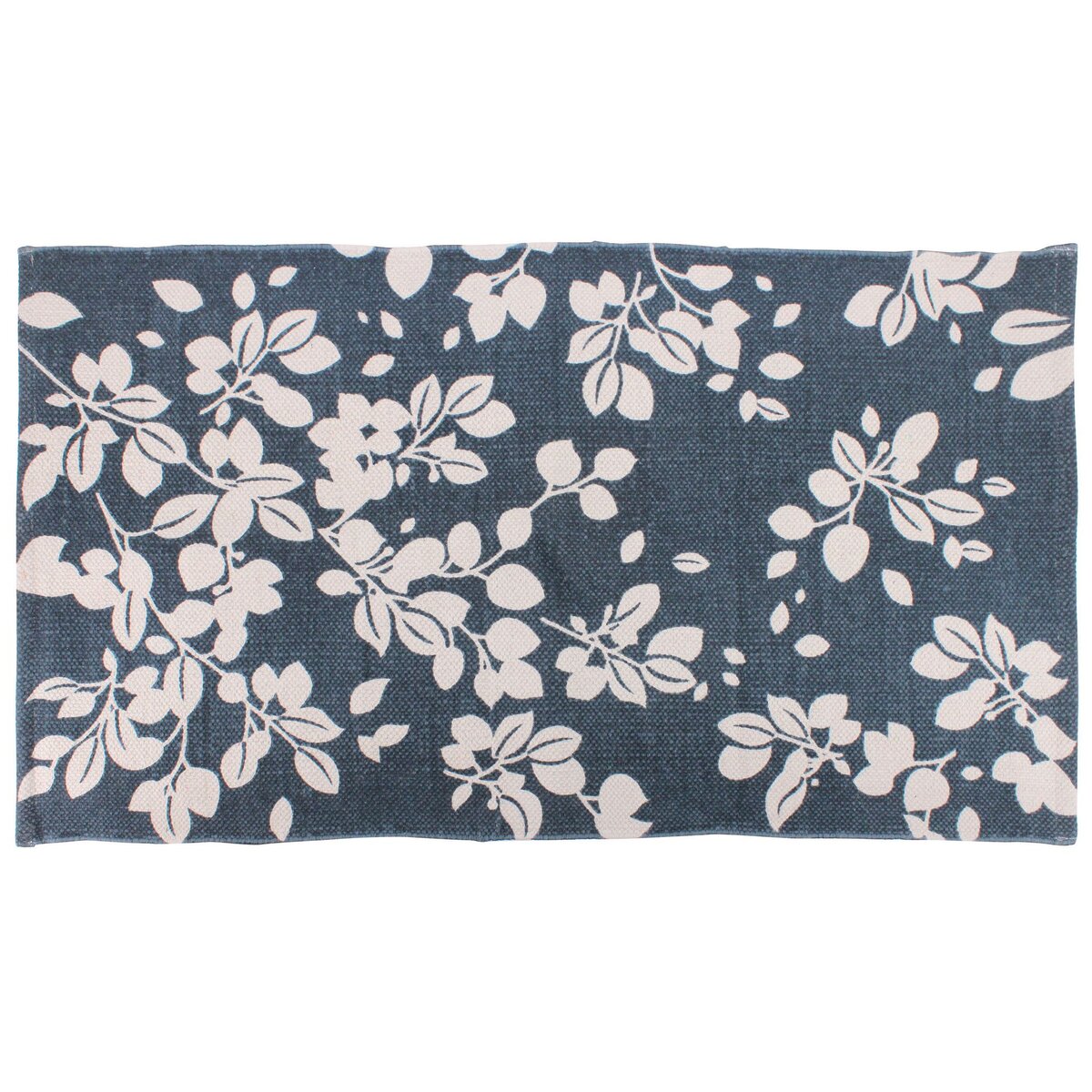 Tapis lirette fantaisie forme rectangle en coton motif art floral CLELIA