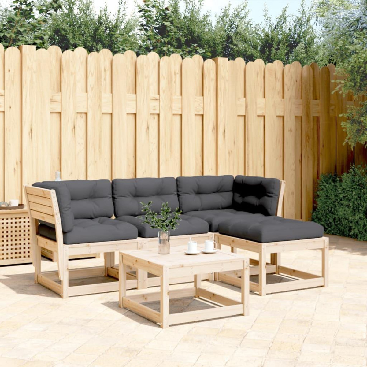 VIDAXL Salon de jardin 4 pcs avec coussins Bois de pin massif