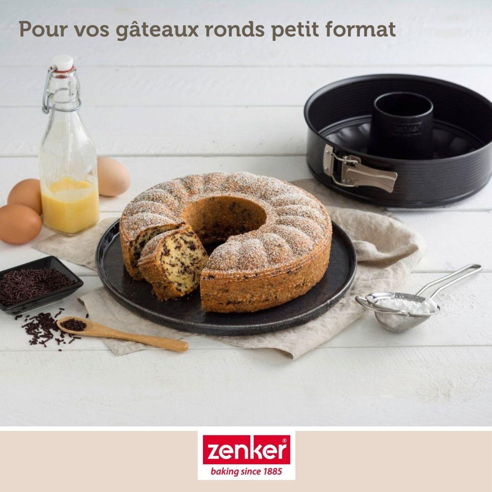 Voir la diapositive 2 : ZENKER Set à pâtisserie 1 moule à savarin antiadhésif 2 bols à mixer 1 verre mesureur et 1 spatule zenker black metallic