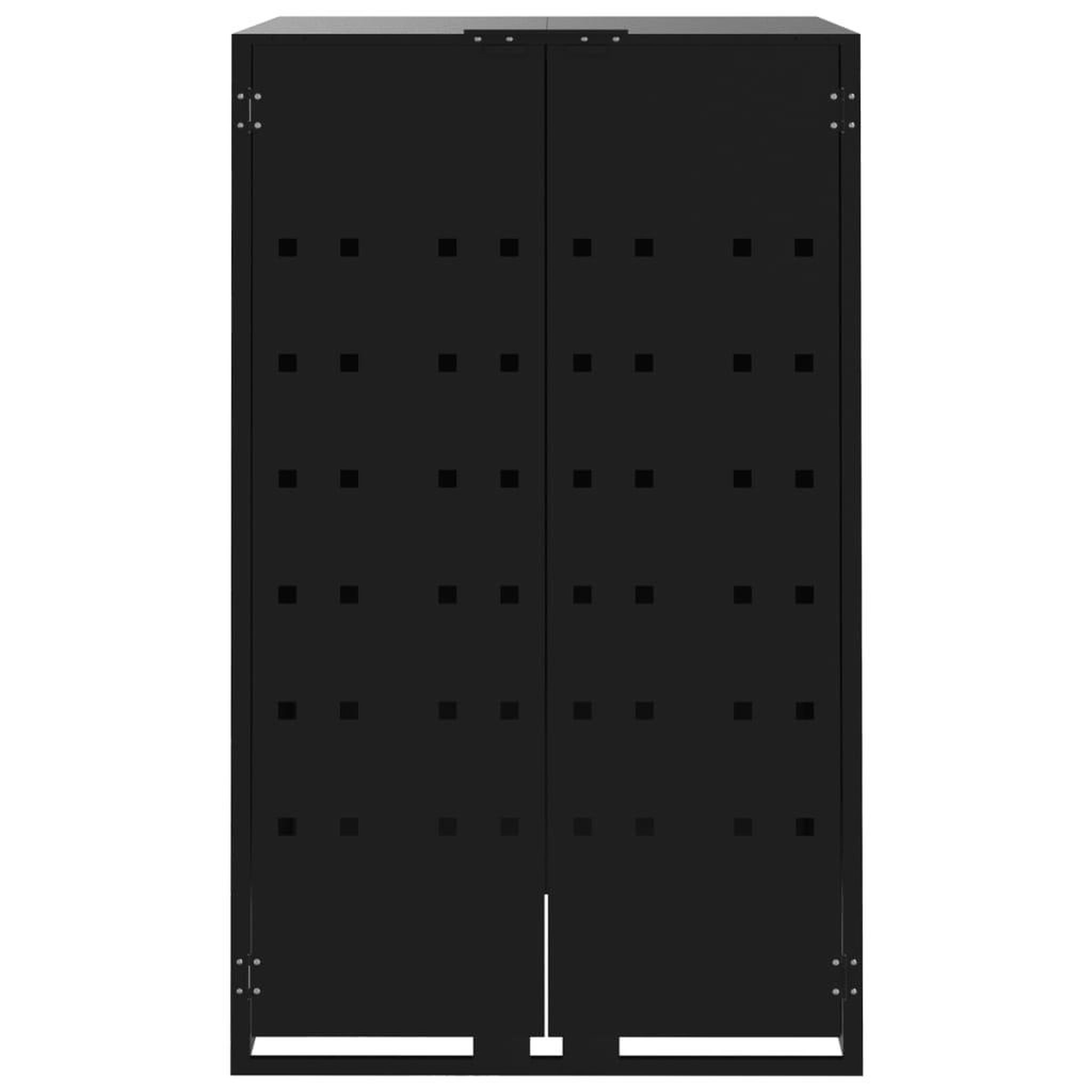 Voir la diapositive 5 : VIDAXL Rangement a roulettes pour poubelles pour 3 bacs noir acier