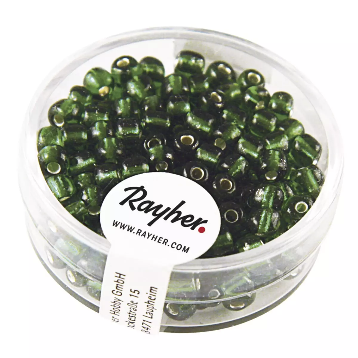 Rayher Rocailles avec garniture d'argent, 4 mm, vert, boîte 17 g