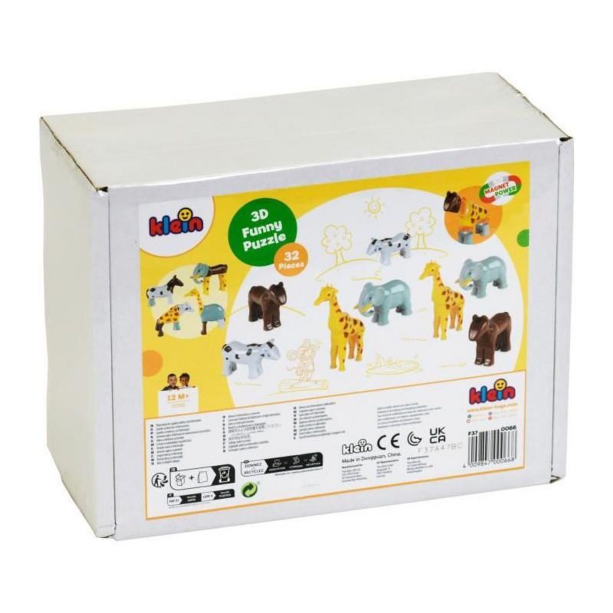 Klein Animaux magnétiques - KLEIN - 0066 - 8 grands animaux Funny Puzzle, boîte fermée - 32 pieces - Des 12 mois