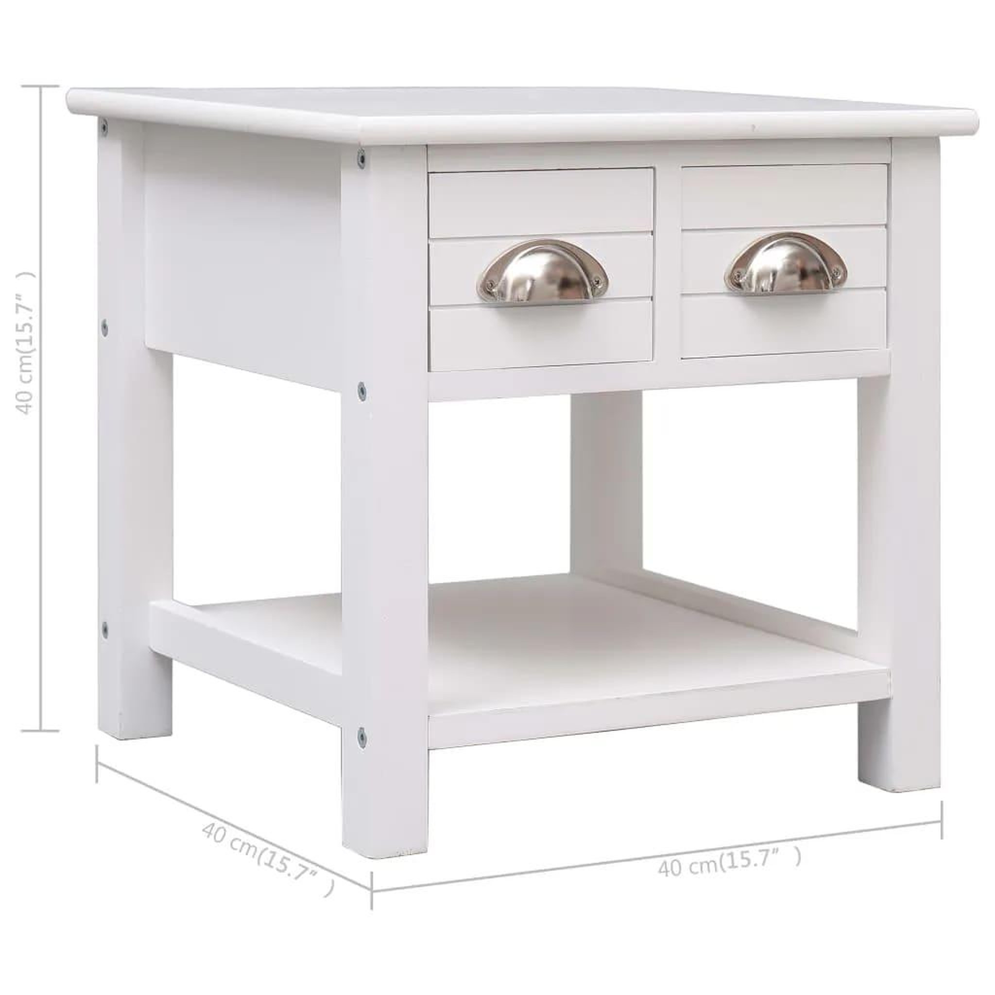 Voir la diapositive 6 : VIDAXL Table d'appoint Blanc 40x40x40 cm Bois de Paulownia