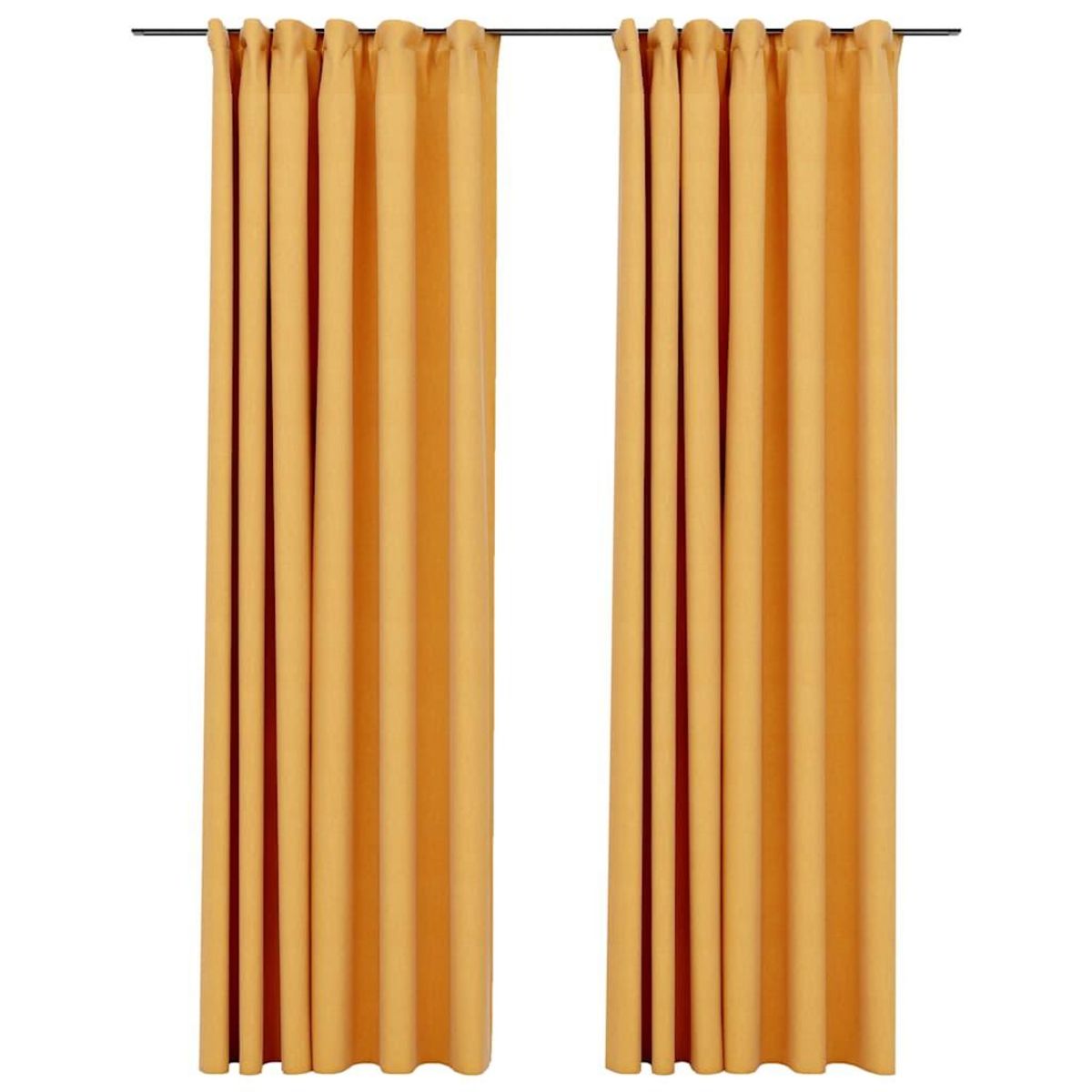 VIDAXL Rideaux occultants aspect lin et crochets 2 pcs Jaune 140x245cm