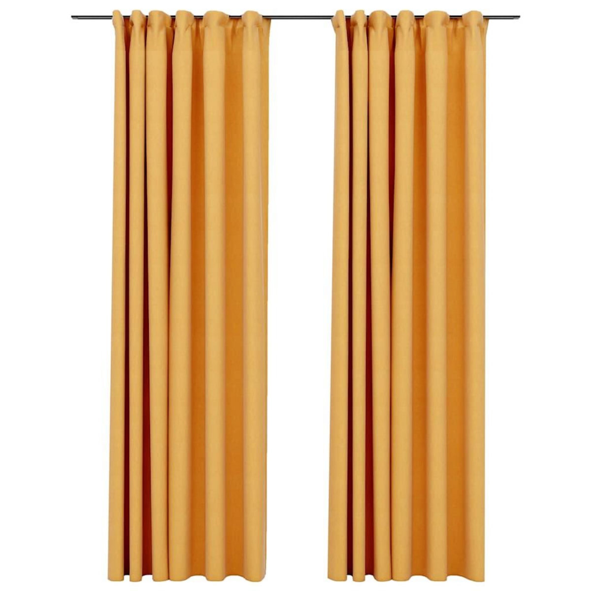 VIDAXL Rideaux occultants aspect lin et crochets 2 pcs Jaune 140x245cm