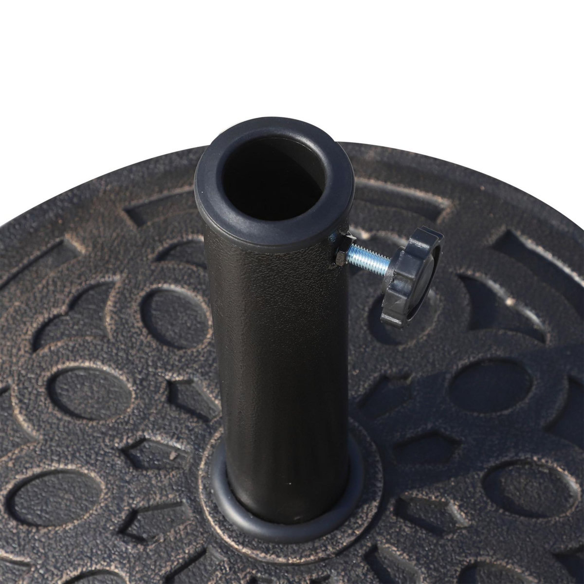 OUTSUNNY Pied de parasol base de lestage parasol rond résine imitation fonte motif rosace Ø 49 cm poids net 12 Kg bronze