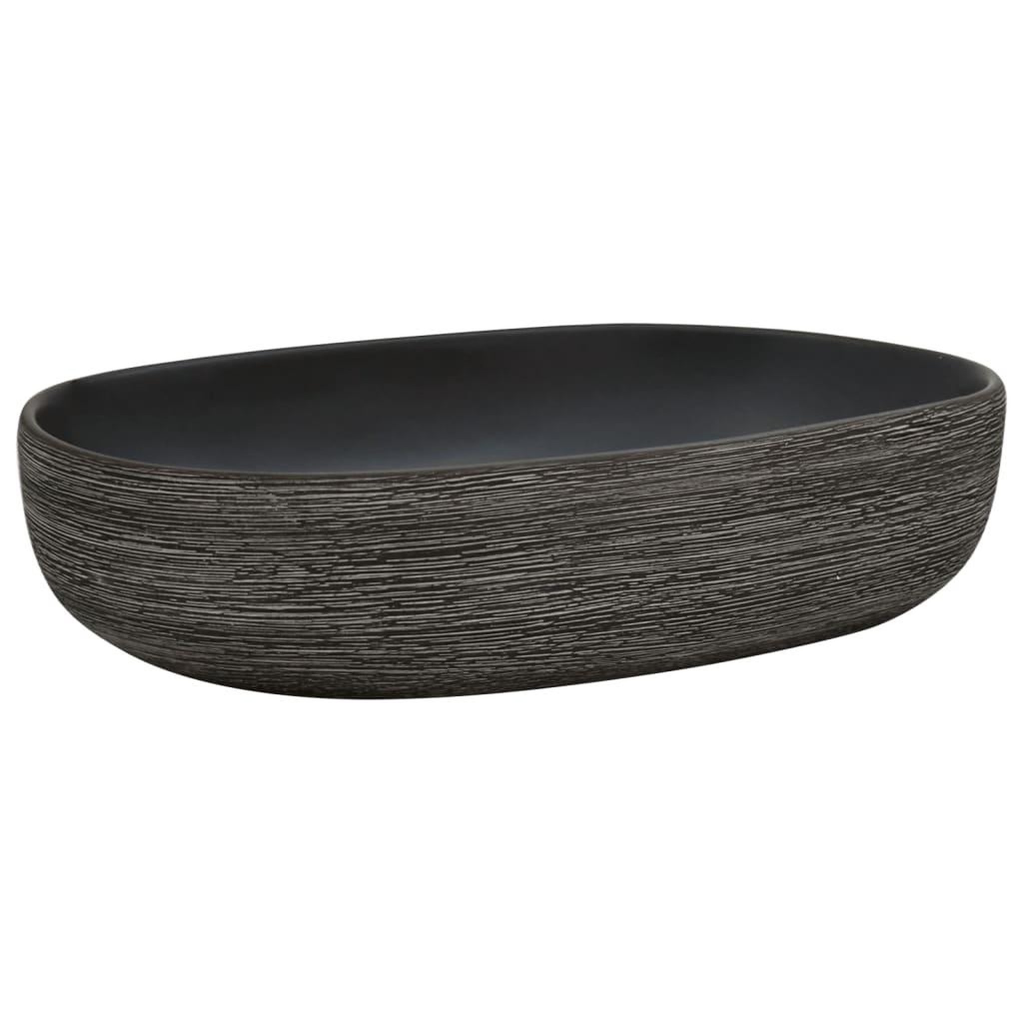 Voir la diapositive 2 : VIDAXL Vasque a poser gris et noir ovale 59x40x14 cm ceramique