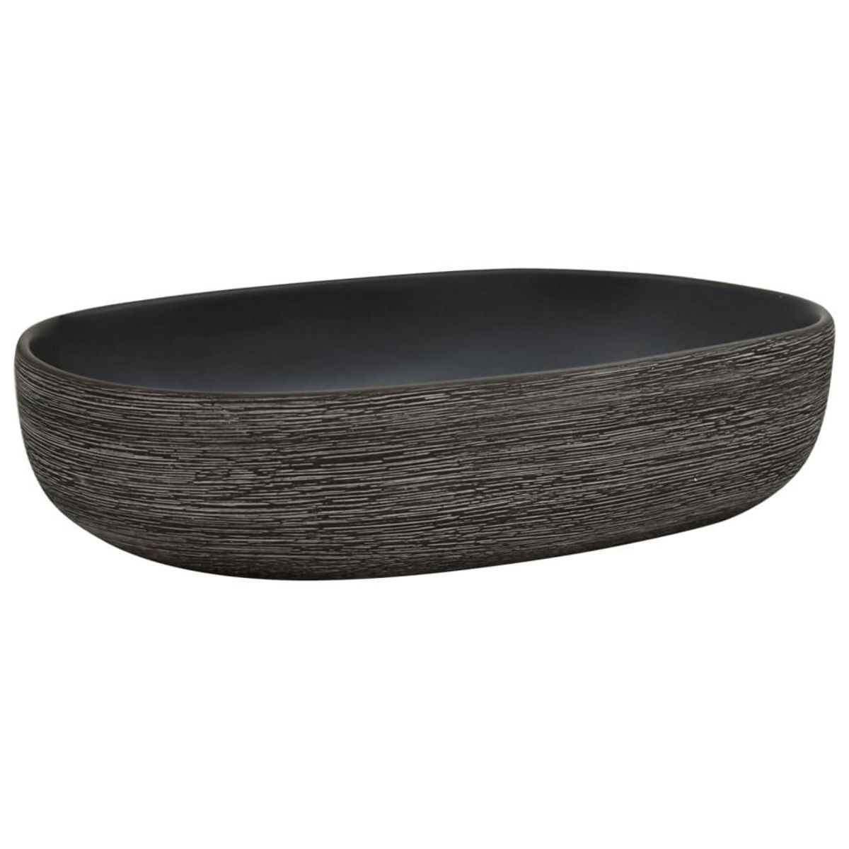 VIDAXL Vasque a poser gris et noir ovale 59x40x14 cm ceramique