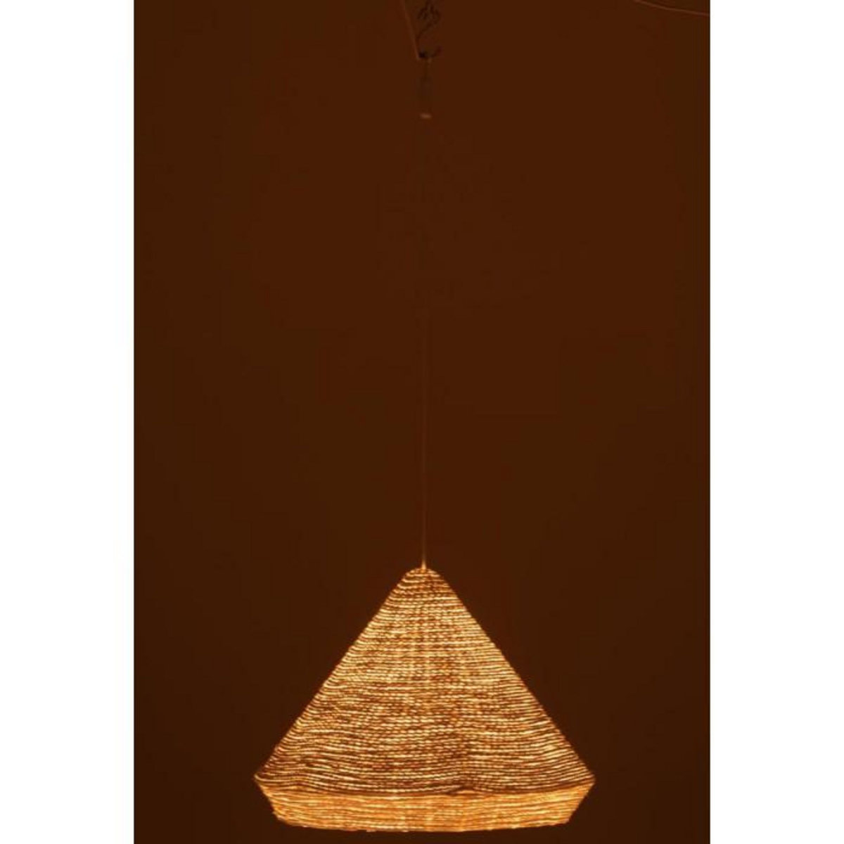 Paris Prix Lampe Suspension en Raphia  Cône  52cm Blanc