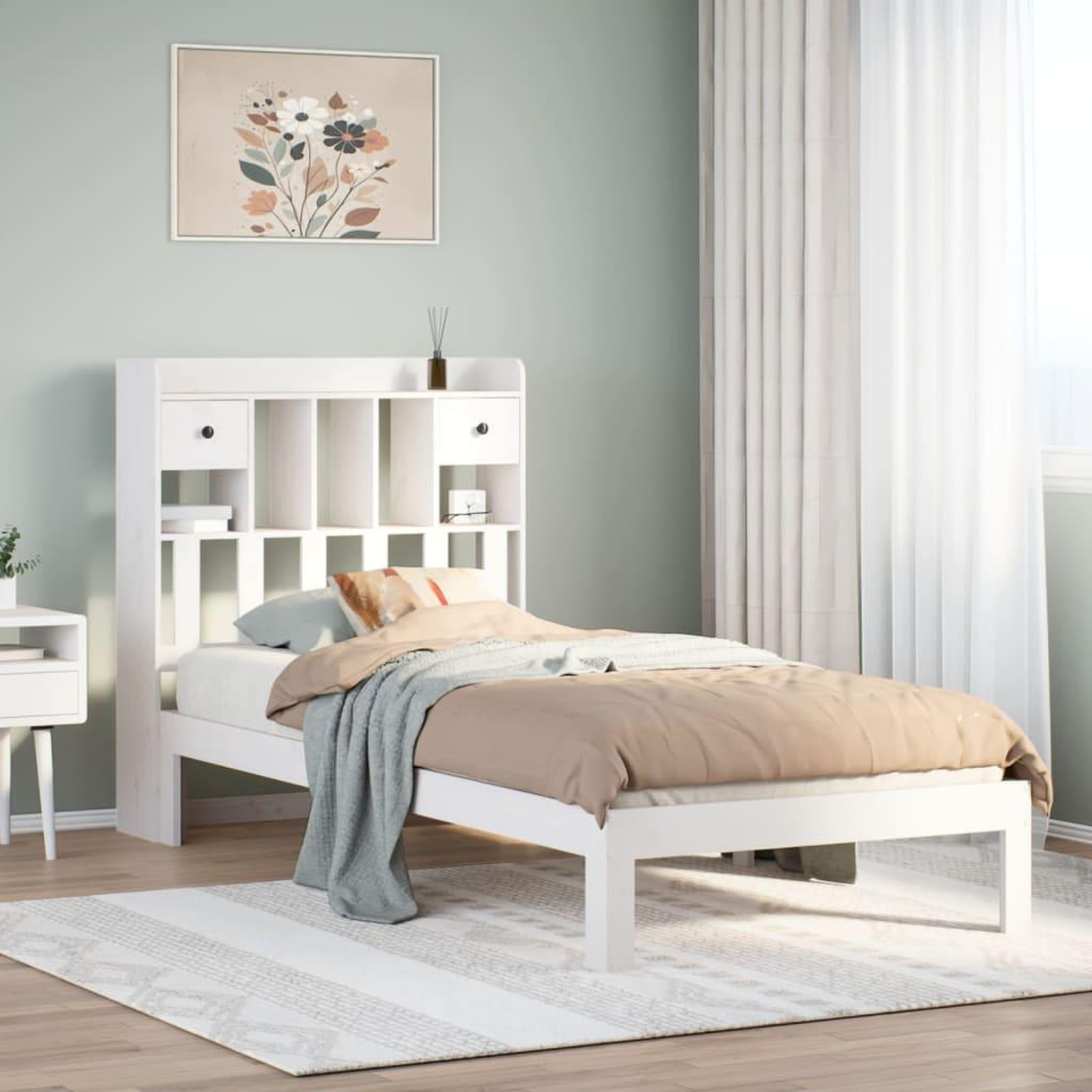 VIDAXL Lit bibliotheque sans matelas blanc 75x190cm bois de pin massif