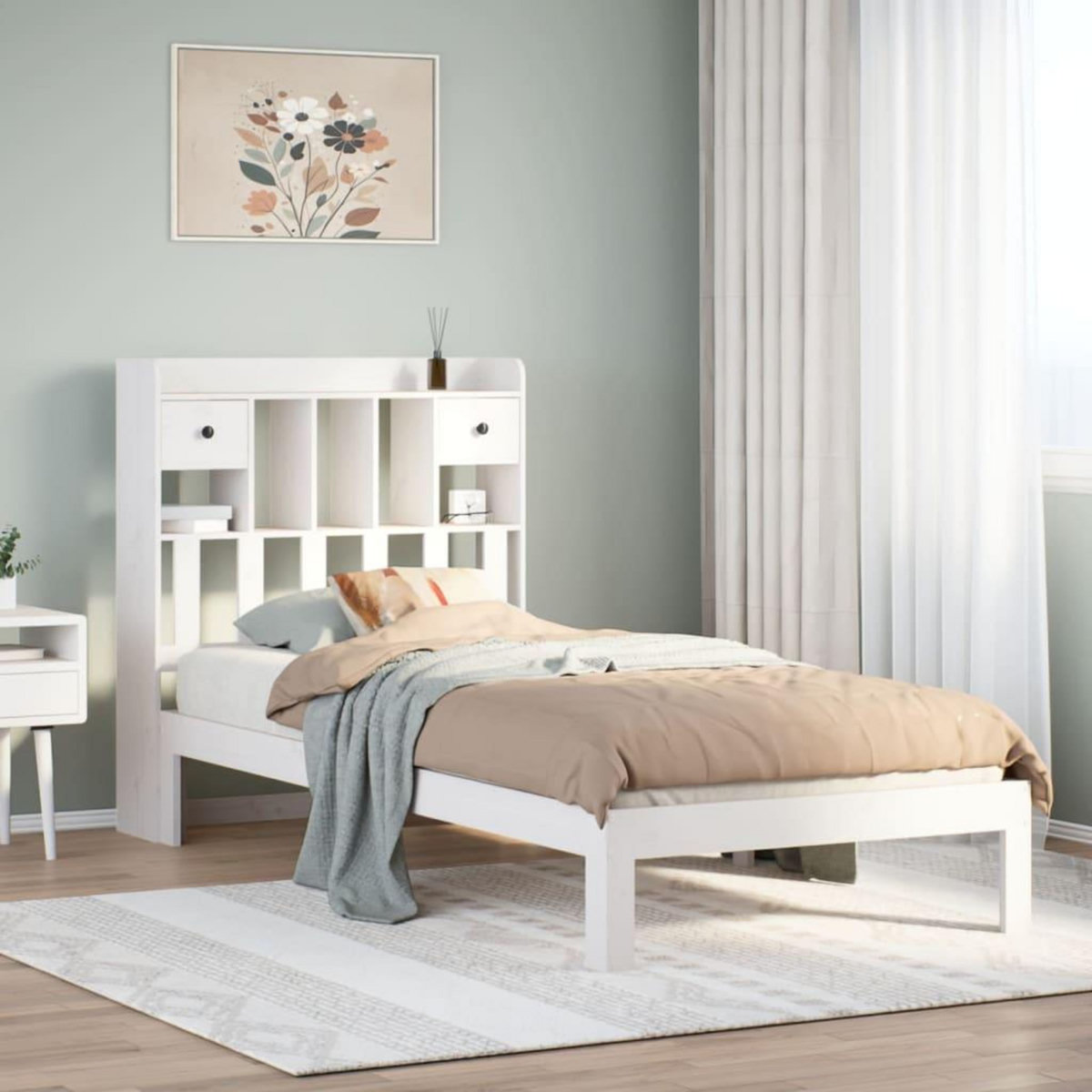 VIDAXL Lit bibliotheque sans matelas blanc 75x190cm bois de pin massif