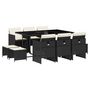 Voir la diapositive 2 : VIDAXL Ensemble a manger de jardin 11 pcs coussins noir resine tressee