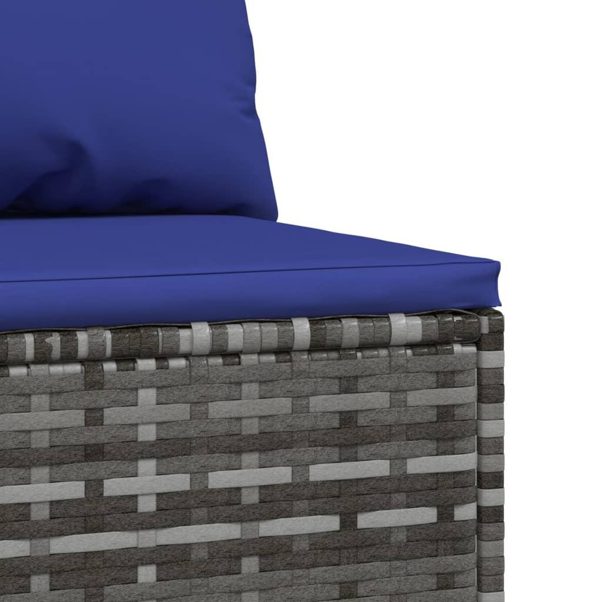 Voir la diapositive 5 : VIDAXL Canape central de jardin avec coussins gris resine tressee