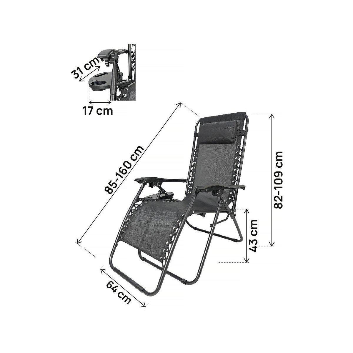 Habitat et Jardin Lot de 2 Fauteuils de jardin inclinable zéro gravité  Sintra  - Noir