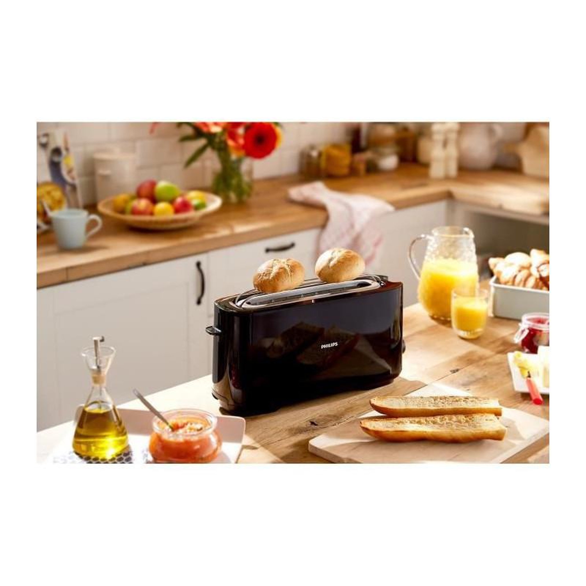 Voir la diapositive 6 : Philips Grille-pain hd2590/90 toaster noir daily, 1 fente longue, 830w