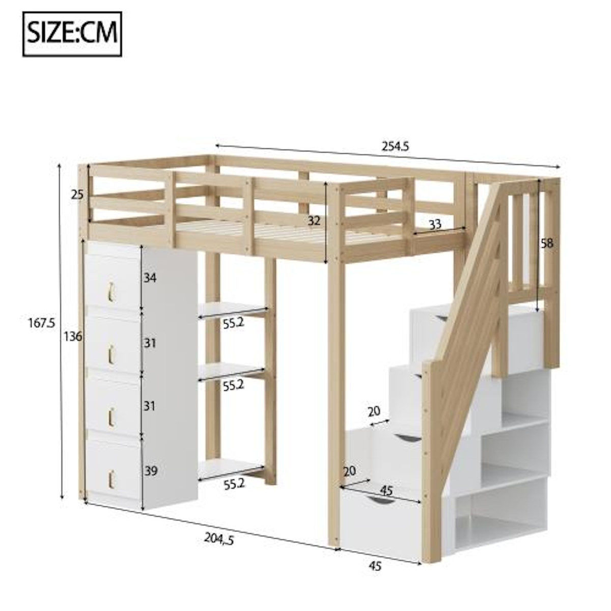 MERAX Lit mezzanine enfant