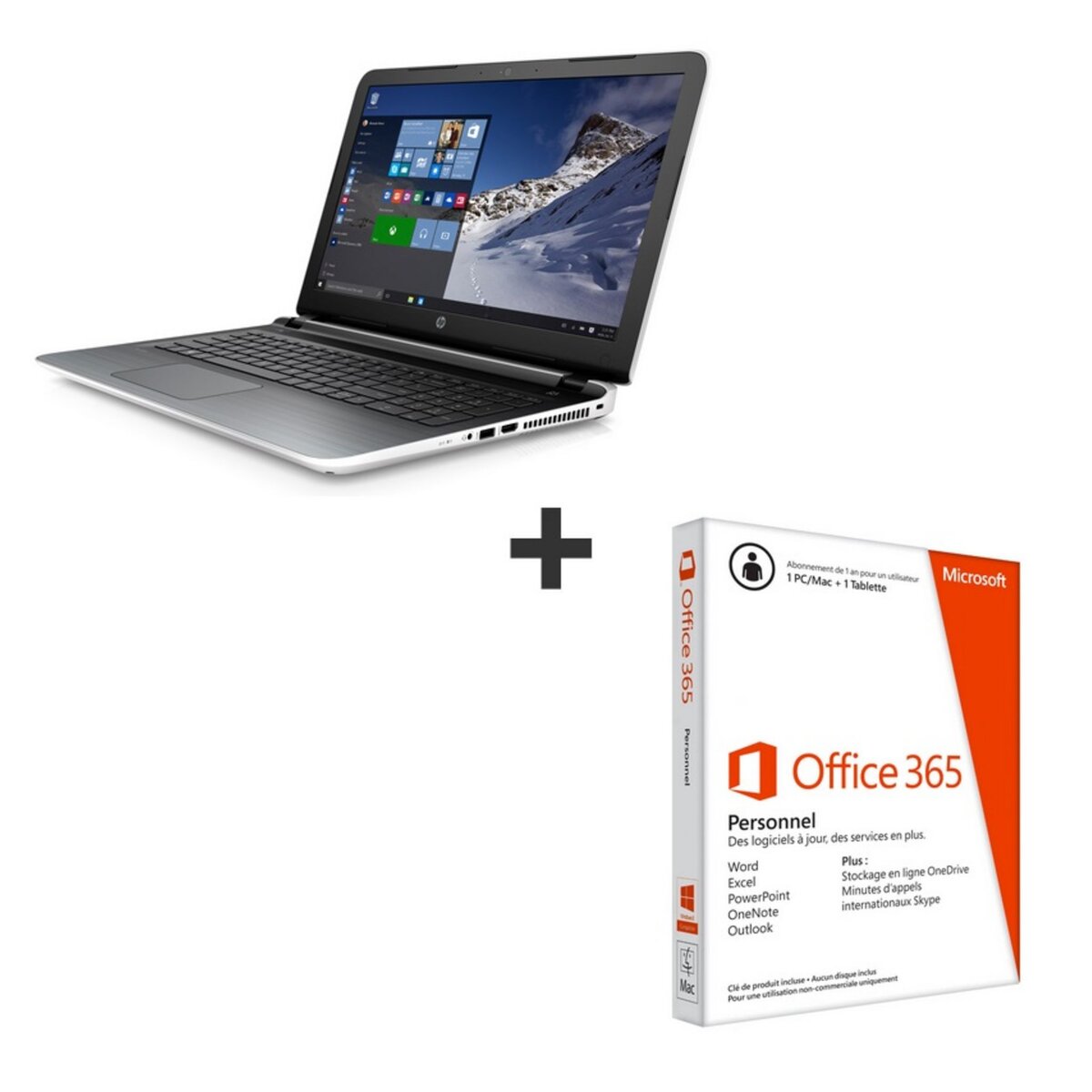 HP Ordinateur portable -  Pavilion Notebook 15-ab252nf - Blanc + Logiciel Office 365 personnel