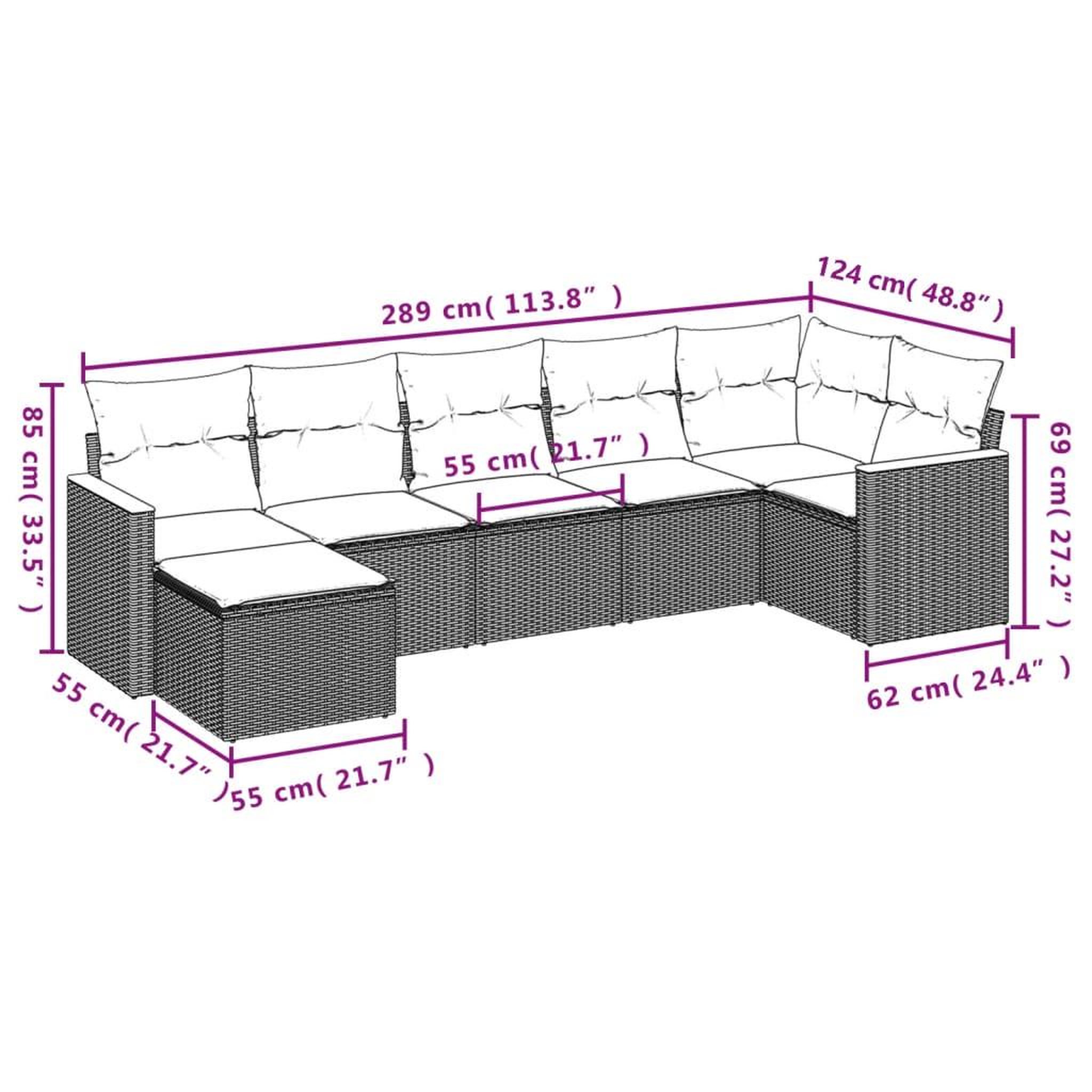 Voir la diapositive 6 : VIDAXL Salon de jardin avec coussins 7 pcs gris resine tressee