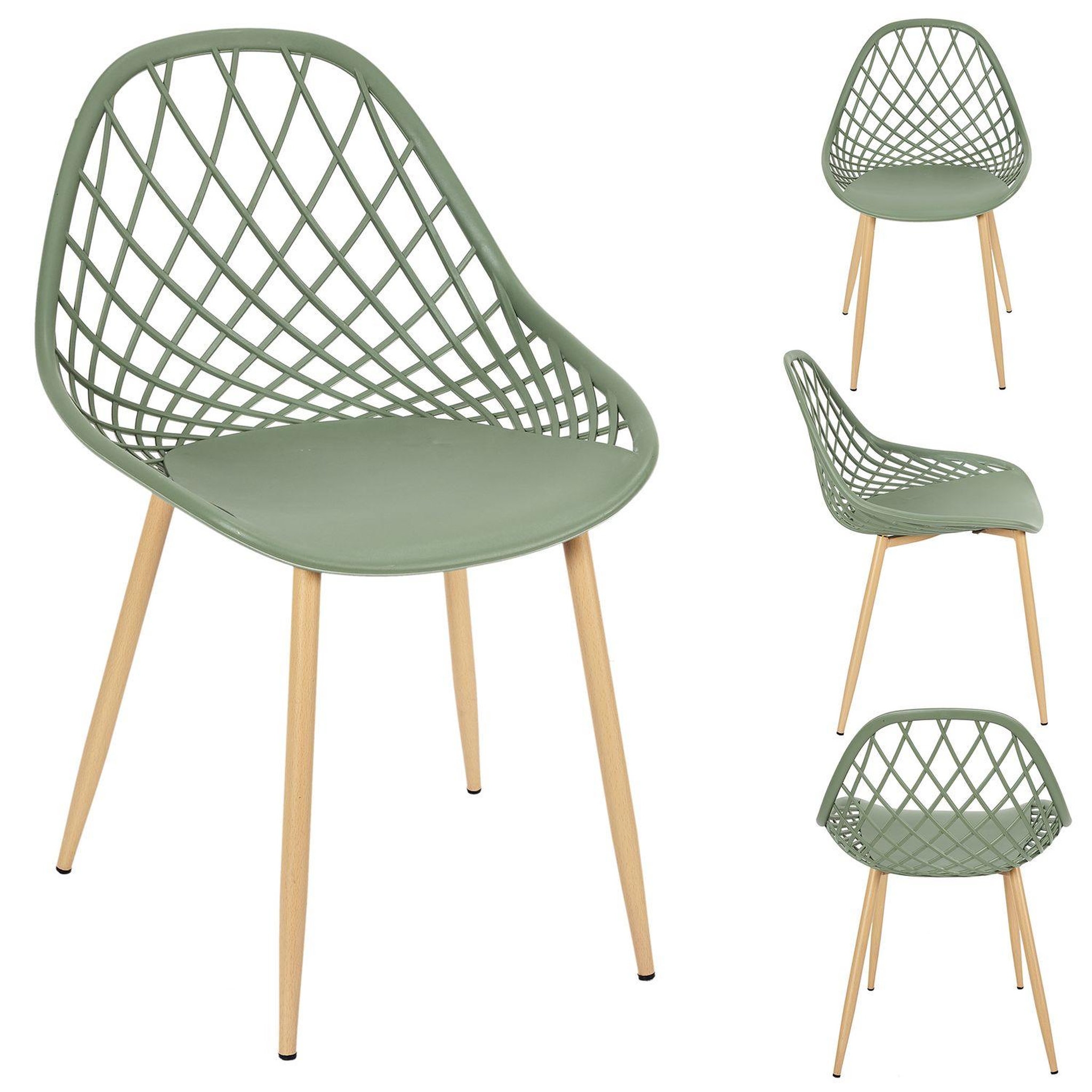 Voir la diapositive 2 : TOILINUX Lot de 4 chaises d'extérieur Malaga en polypropylène
