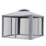 Voir la diapositive 2 : OUTSUNNY Pavillon de jardin tonnelle barnum style colonial double toit toiles moustiquaires amovibles zippées gris