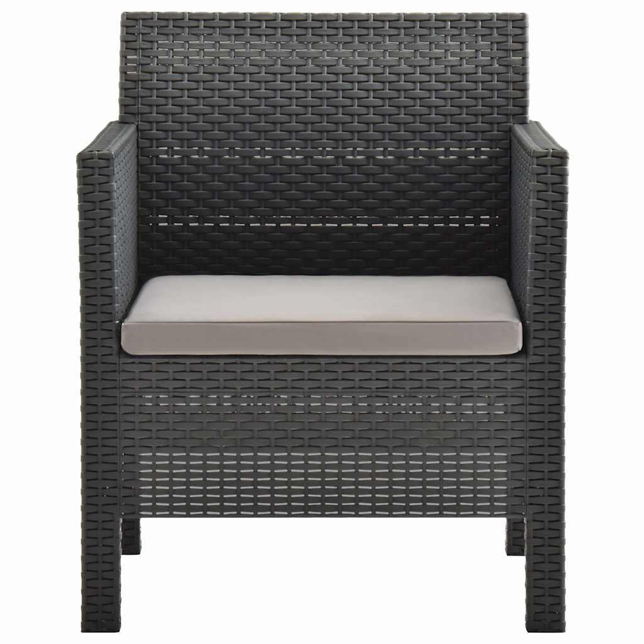 Voir la diapositive 2 : VIDAXL Chaise de jardin avec coussin anthracite 63x65x76 cm pp rotin