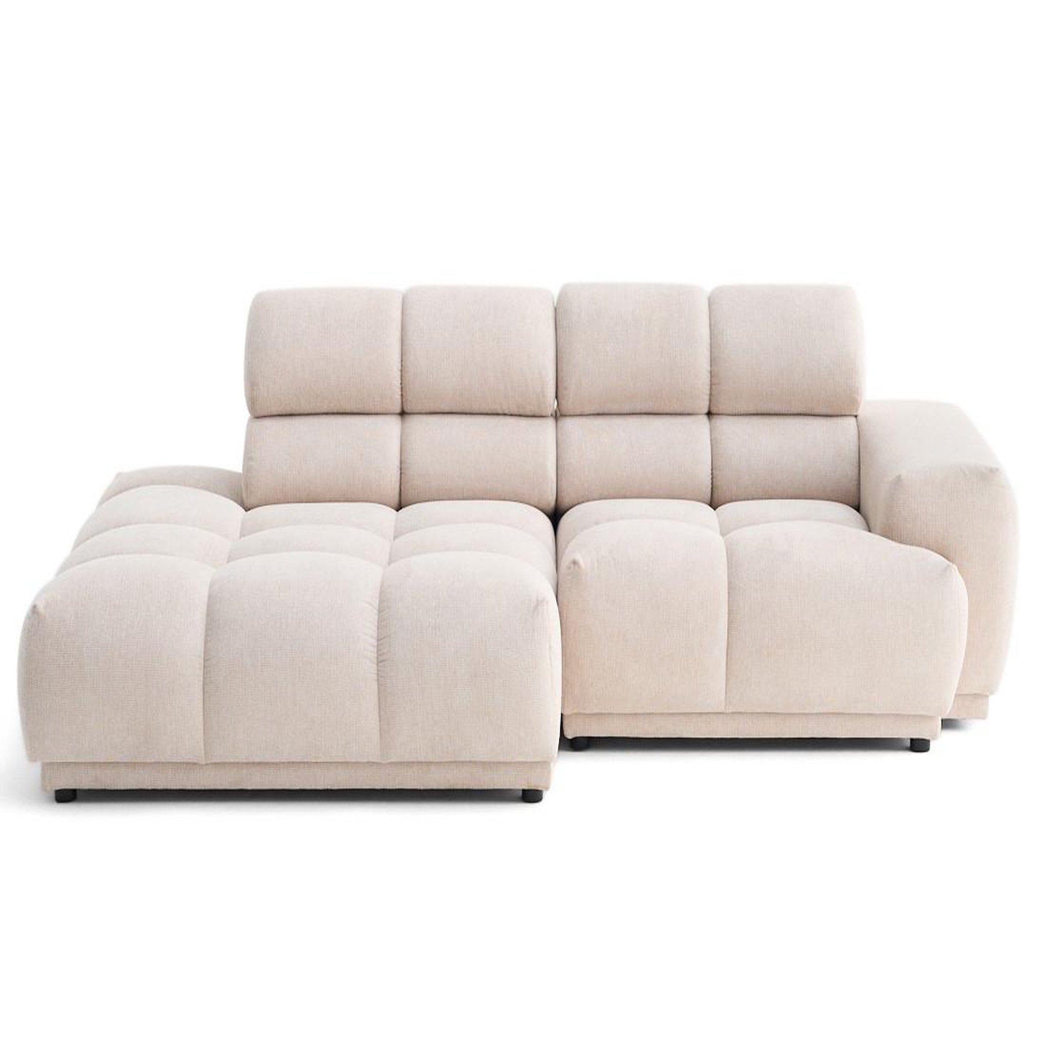 BEST MOBILIER Matera - canapé d'angle gauche 4 places avec têtières réglables en tissu texturé. Coloris disponibles : Vert, Rose, Bleu, Gris, Marron, Beige, Noir