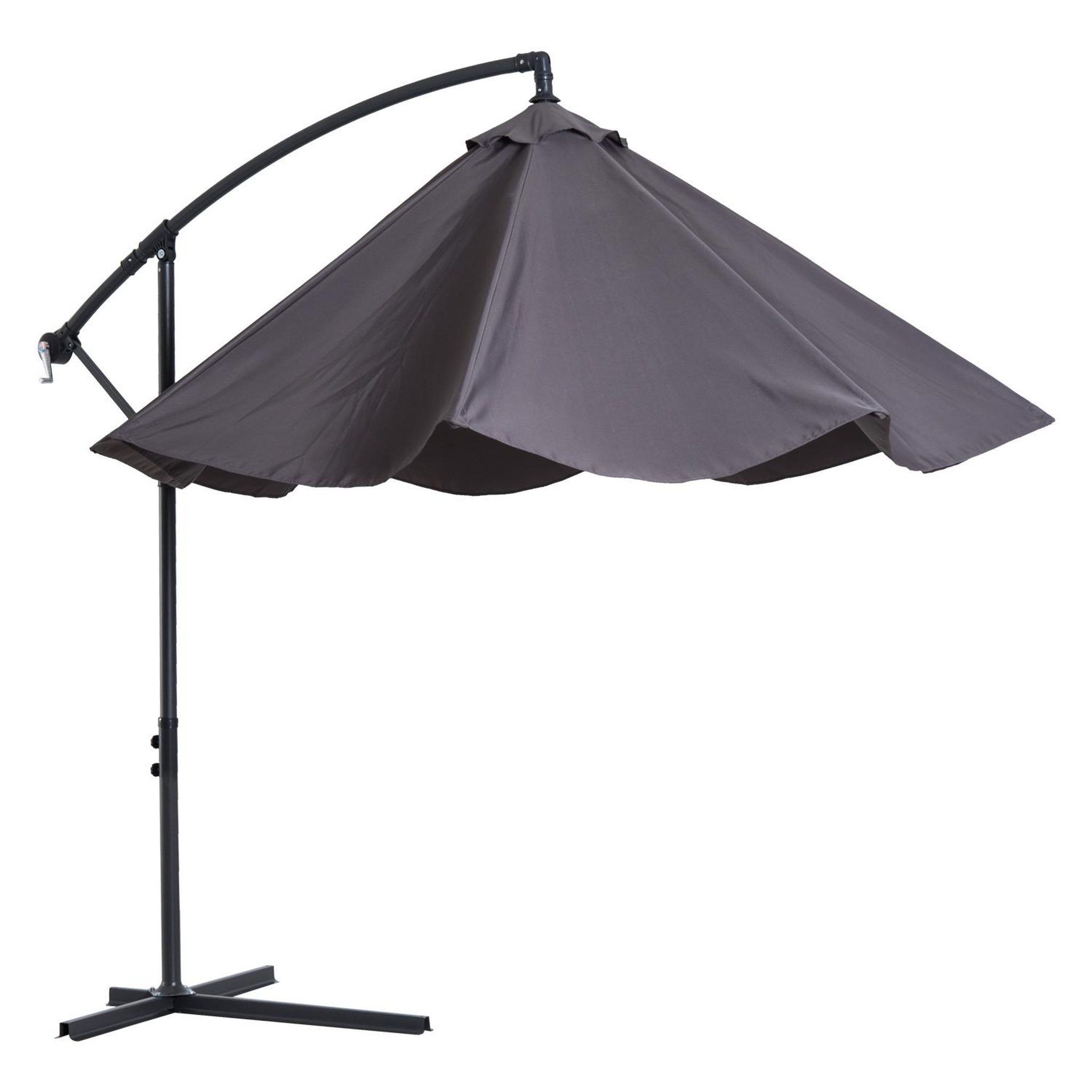 Voir la diapositive 4 : OUTSUNNY Parasol déporté octogonal inclinable manivelle pied acier Ø 3 x 2,5H m gris