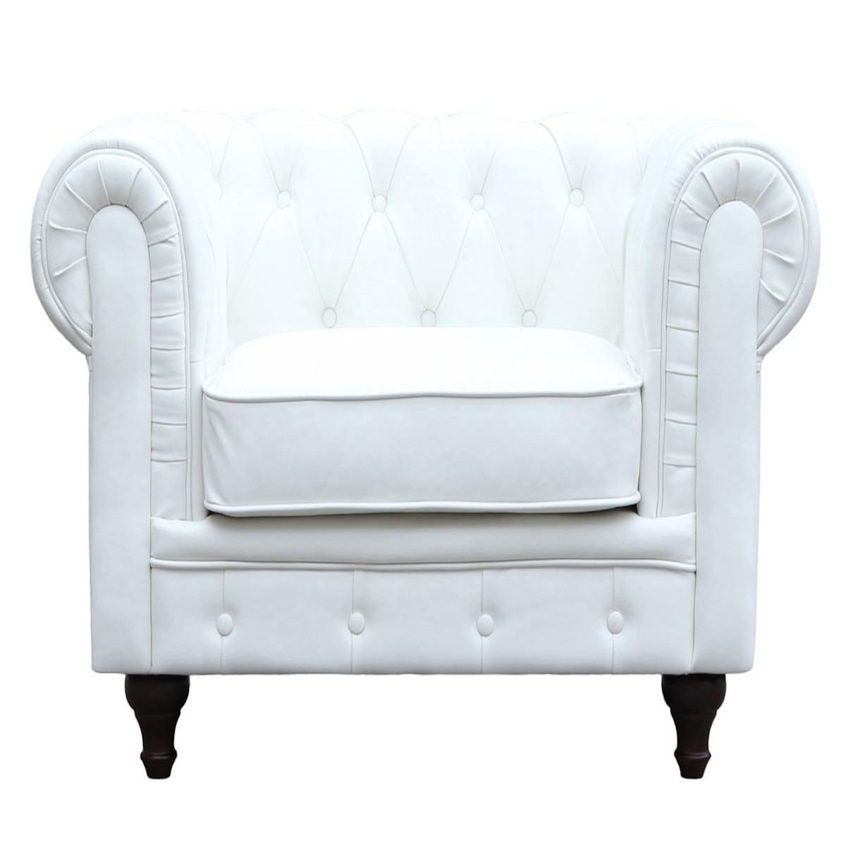 Habitat et Jardin Fauteuil Chesterfield  Aliza  - 111 x 82 x 70 cm - Blanc