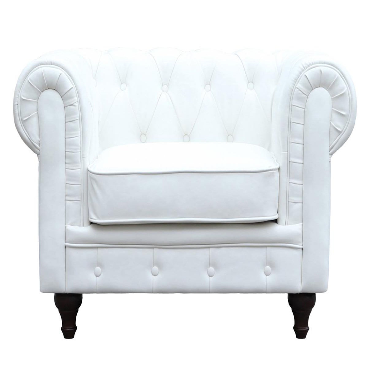 Habitat et Jardin Fauteuil Chesterfield  Aliza  - 111 x 82 x 70 cm - Blanc