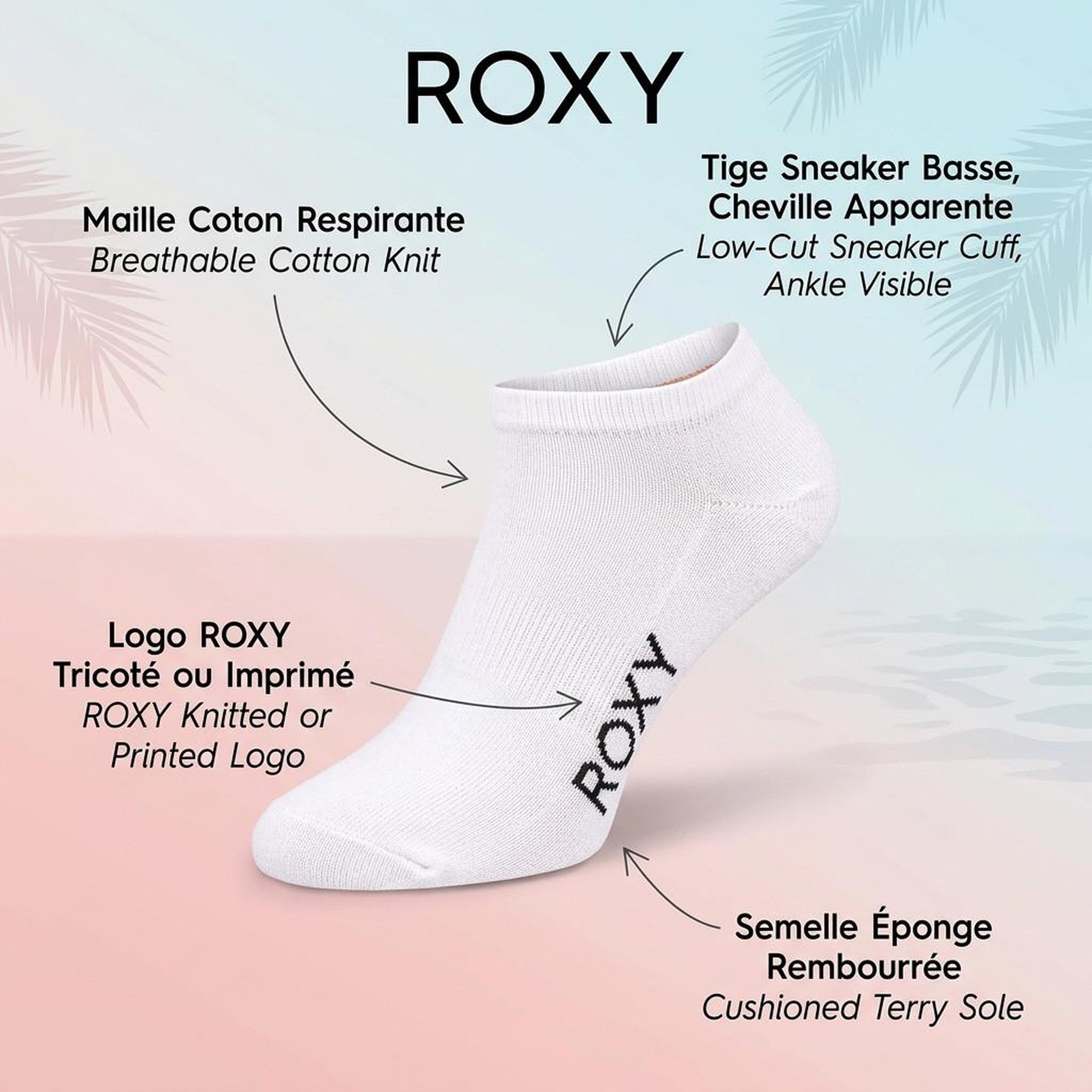 Voir la diapositive 5 : ROXY Roxy chaussettes fille sneaker pack 6 (lot) - coton respirant