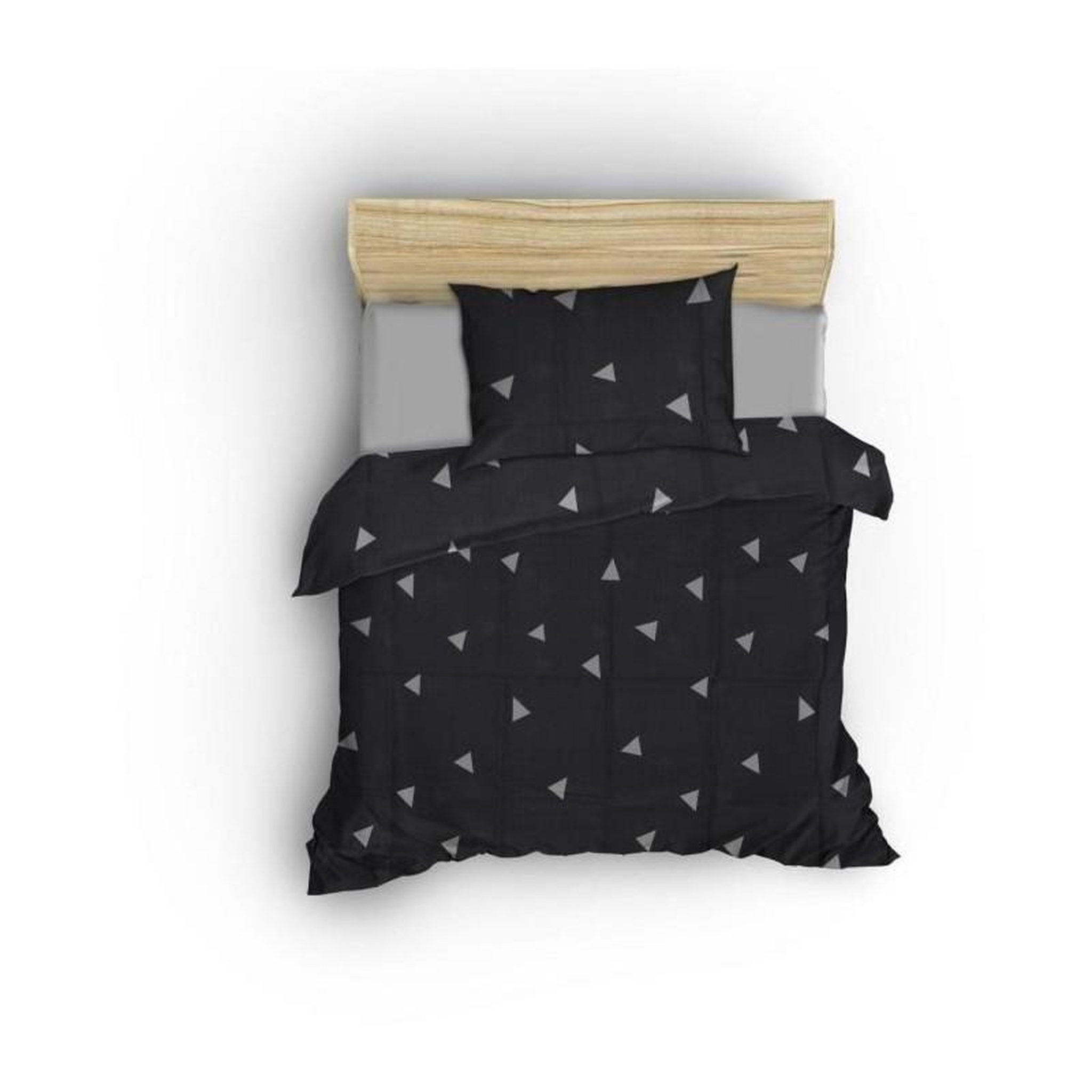 Voir la diapositive 2 : GENERIQUE Parure de lit - 1 housse de couette 220 x 240 cm + 2 taies d'oreiller 60 x 60 cm - 65% coton, 35% polyester - Gris