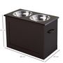 Voir la diapositive 3 : PAWHUT Gamelle double chien chat Porte-gamelles surélevé dim. 60L x 30l x 41H cm 2 gamelles poignées coffre MDF