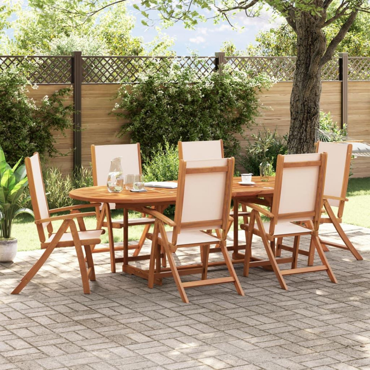 VIDAXL Chaises pliables de jardin lot de 6 bois d'acacia et textilene